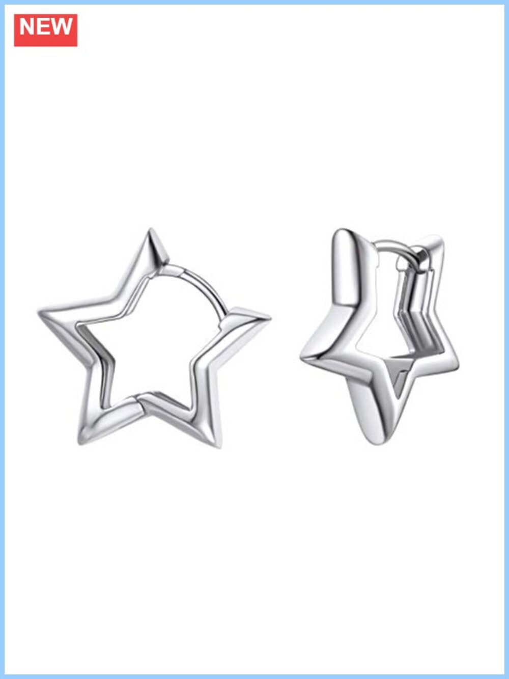 Hypoallergenic Platinum Plated Star Huggie Earrings for Women S925 Silver Posts